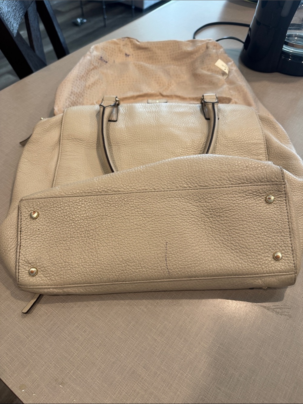 kate spade Cream Pebbled Leather Large Tote with Front Zip Pocket - Picture 7 of 7